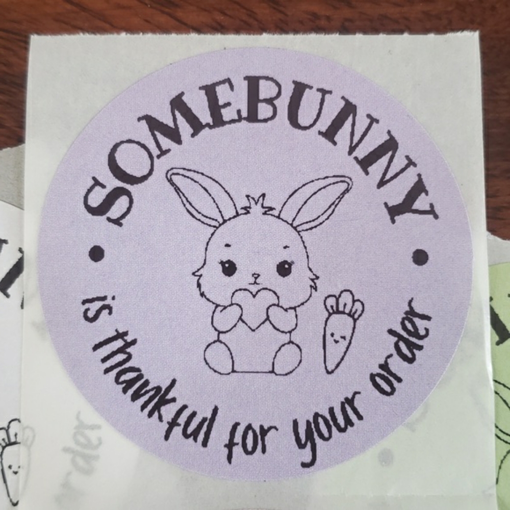 3/$15 Set of 50 EASTER SPRING BUNNY THANK YOU STICKERS LARGE 2 Inch Mixed Colors - Picture 2 of 8